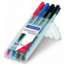 ESTUCHE 4 MARCADORES LUMOCOLOR PERMANENTE PUNTA MEDIA 1MM. SURTIDOS STAEDTLER 317 WP4 (Espera 4 dias)